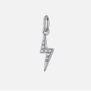 Maison Miru Sterling Silver Mini Lightning Bolt Pave Charm Minimalist NEW